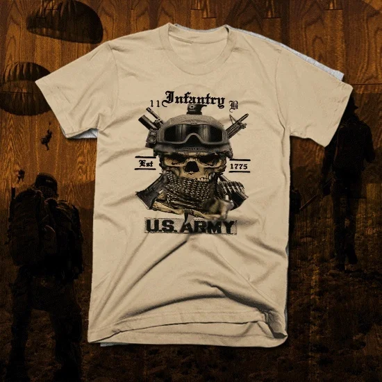 

Army infantry t-shirt 11 Bravo Iraq Afghan War Combat Veteran Military Cotton
