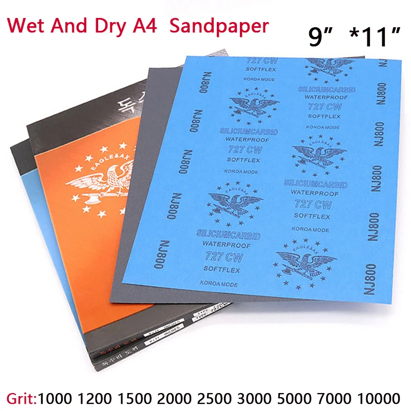 

9”*11” Wet And Dry A4 Sandpaper 1000 1200 1500 2000 2500 3000 5000 7000 10000 Grit Abrasive Polishing Tool