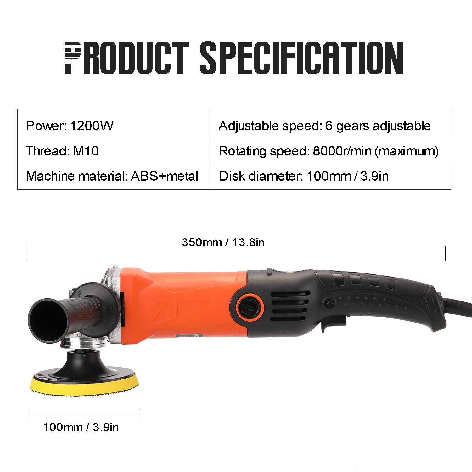 

1200W 220V Adjustable Speed Car Electric Polisher Waxing Machine Automobile Furniture Polishing Tool Suitable For Automotive