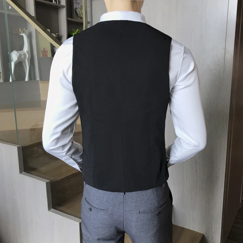 

Dress Vests Fashion For Men Casual Slim Fit Suit Vest Waiter Nightclub Work Waistcoat Suits Men Gilet Chalecos Para Hombre