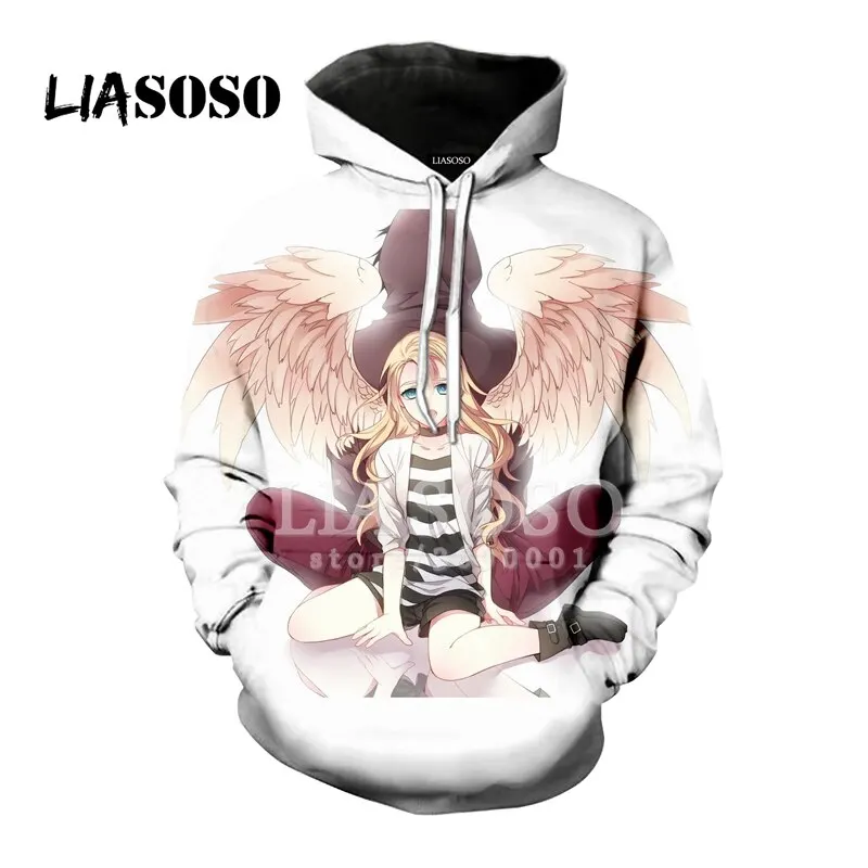 

LIASOSO 3D Print Women Men Hooded Hoodies Sweatshirts Anime Angels of Death Pullover Harajuku Hip Hop Casual Brand clothing Tops