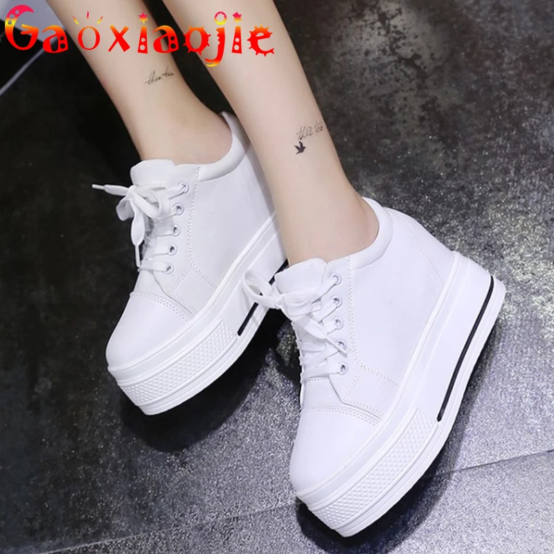 

lace-up Thick Sole Sports Shoes Women 2020 Hot Casual Loafers Inner Increase Round Toe High-top Muffin Shoes Single Shoes Women
