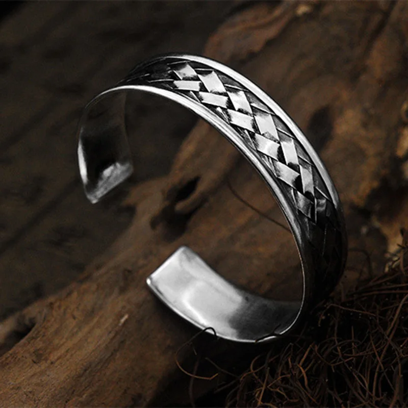 Тяжелый твердый мужской Браслет из чистого серебра 925 пробы Браслет-манжета |