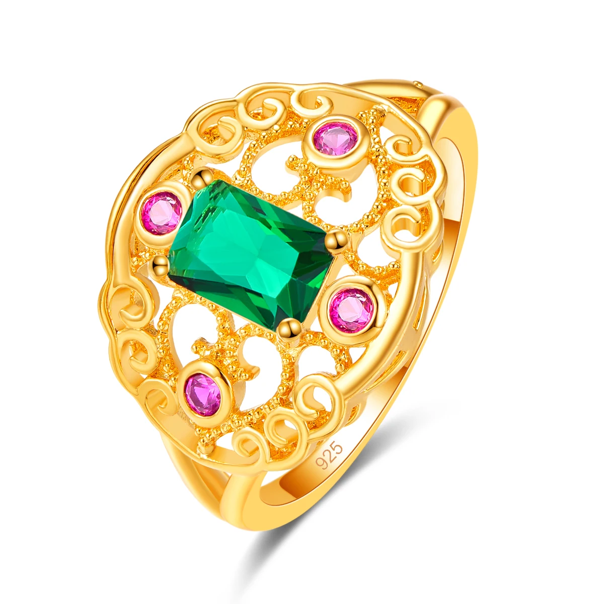 

Jrose Gold Color 4 Capsules Stone Copper Ring Women Jewelry Wedding Bands Ring for Women Size 6 7 8 9