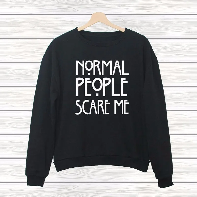 Letter Normal People Scare Me Hoodies Sweatshirts 2019 Women Casual Kawaii Harajuku New Sweat Punk Clothing European Tops Korean