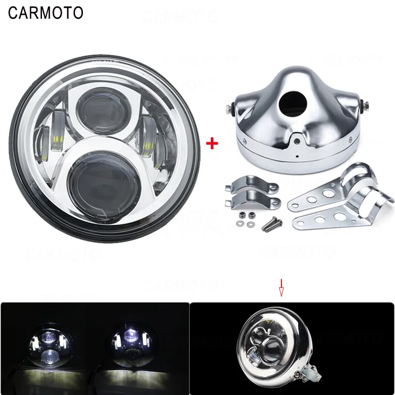 Золотой 1pcs 7 Inch DOT SAE E9 Motorcycle Headlamp with angle eye Led Headlight 7inch housing bucket trim ring for Touring Electra Glide - Цвет: Золотой