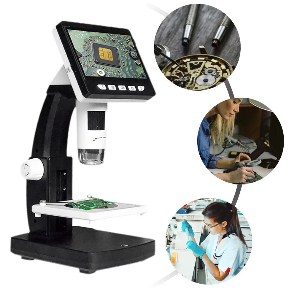 1000X 4.3 Inches HD 1080P LCD Digital Microscope Portable Desktop Electronic Endoscope Magnifier Support 10 Languages | Инструменты