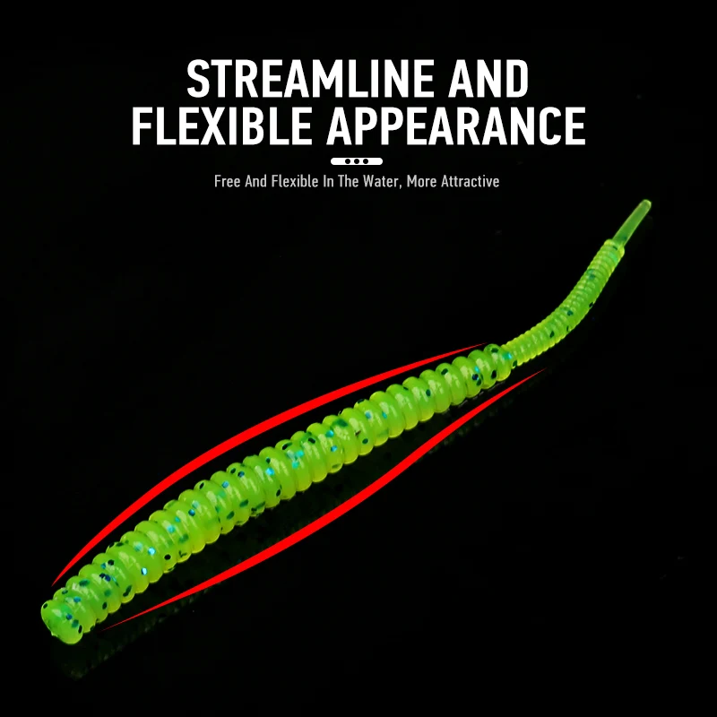 Ardea worm Soft Lures 8pcs 48mm 62mm Silicone Baits Slow Sinking Artificial Jig Wobbler Screw Thread Bass Tount Leurre Souple