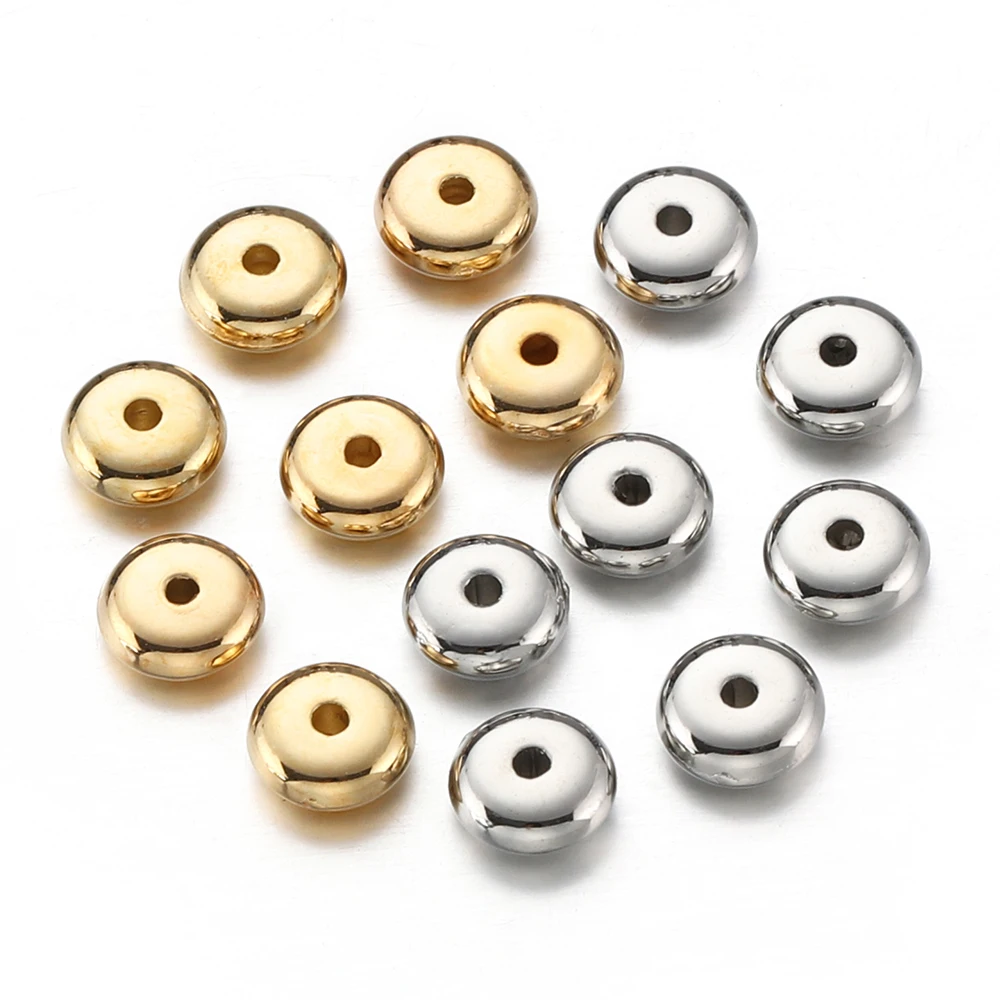 

250pcs Disc Spacer CCB Beads 6x2mm Gold Plated Rhodium Flat Round Loose Bead For DIY Bracelet Necklace Jewelry Making Accesories