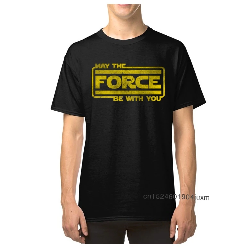 Мужская футболка с надписью Make The Force Be With You Повседневная круглым вырезом 100%