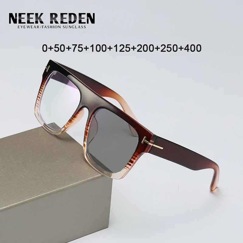 Солнцезащитные очки для чтения унисекс квадратные фотохромные с фильтром