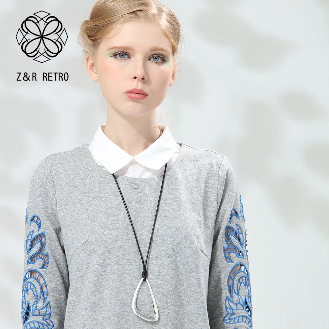 Винтажные Ювелирные изделия Длинные ожерелья для женщин треугольные Подвески