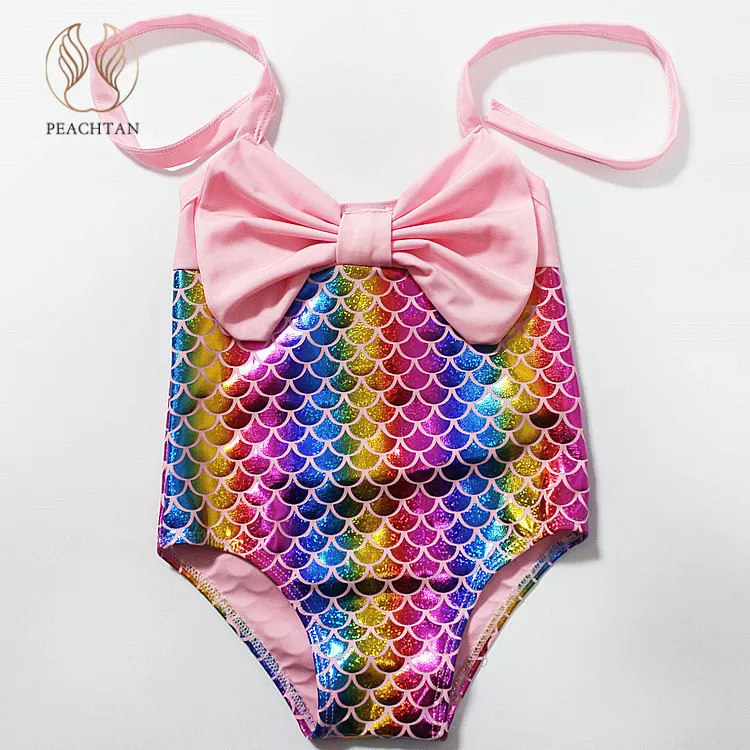 Peachtan Pink knot one piece swimsuit girls kids 2020 Colorful swimwear for Halter beachwear children Bathing suit new | Спорт и