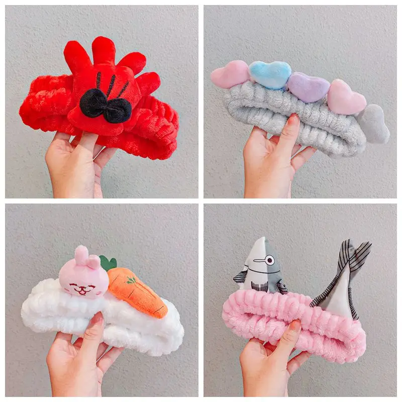 

Cartoon Winter Warm Headbands Hairband for Women Girls Plush Turban Washing Makeup Elastic Head Band Hair Accessories Ornaments
