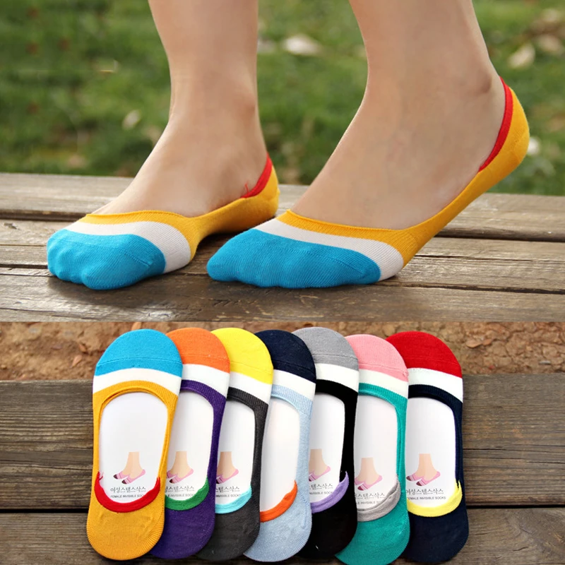 

Summer Women Socks Invisible No Show Socks Non-slip Boat Socks Ankle Comfortable Cotton Blend Sock Meias Chausette Femme