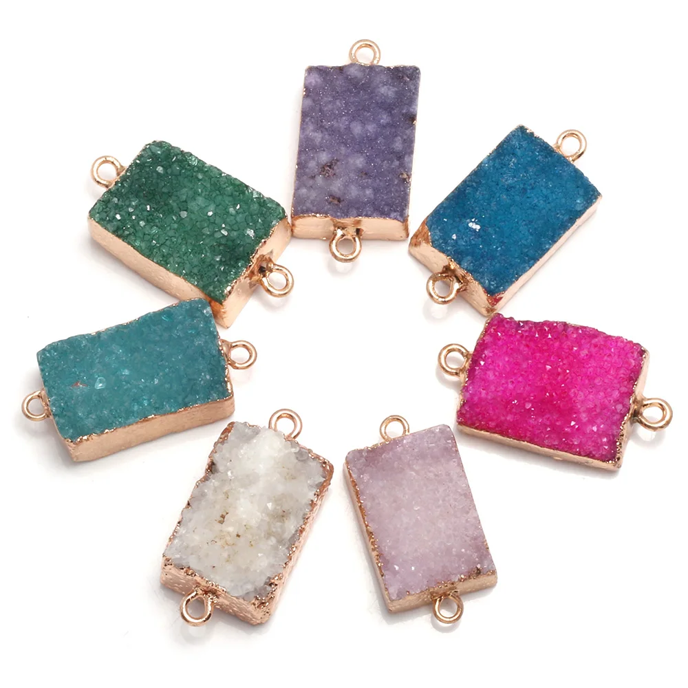 

New Style Natural Stone Connector Rectangle Crystalline Germ Agates For Jewelry Making DIY Necklace Bracelet Accessory