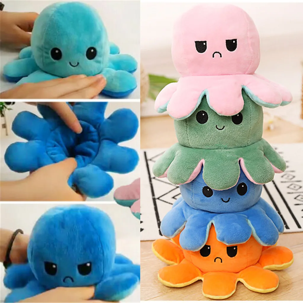 

Mood Toys Plush Double-sided Octopus Funny Mascot Cute Cartoon Animal Children Girls Doll Home Decoration Plush Stuffed Doll