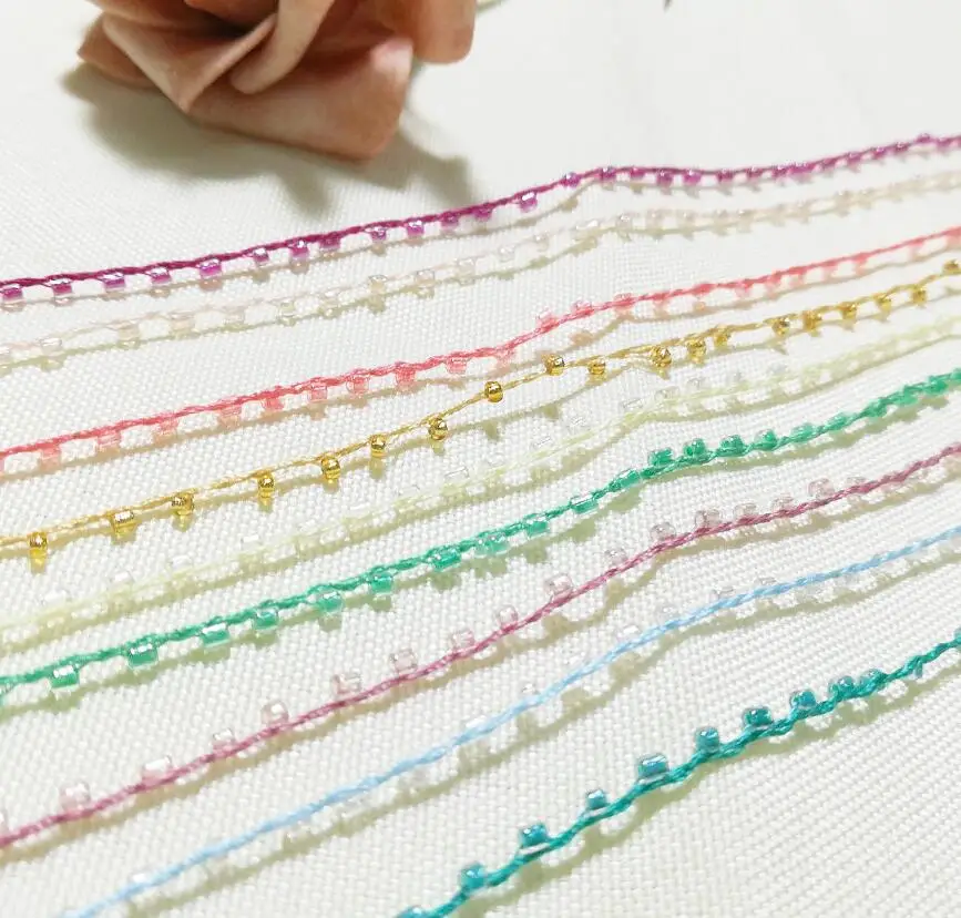 Золотая кружевная отделка бисером синяя зеленая блестящая оранжевая черная