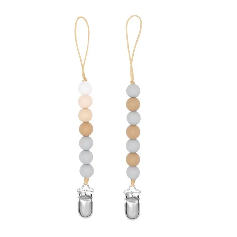 

2 Pack Baby Pacifier Clip Soother Chains Silicone Teething Beads Teether Holder 95AE