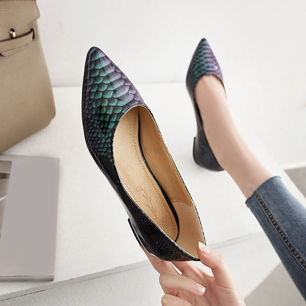 Женские слипоны на плоской подошве SJJH с острым носком большие размеры E492|Обувь