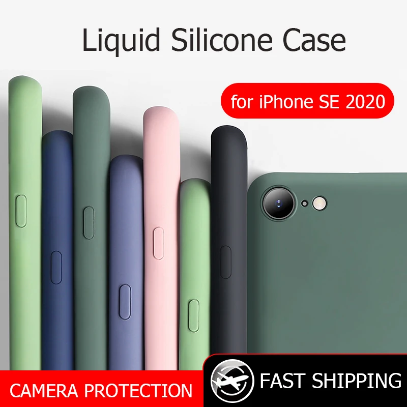 Чехол для iPhone SE 2 мягкая Жидкая силиконовая резина чехол Бампер Apple 2020 6 7 8 Plus X Xs Max