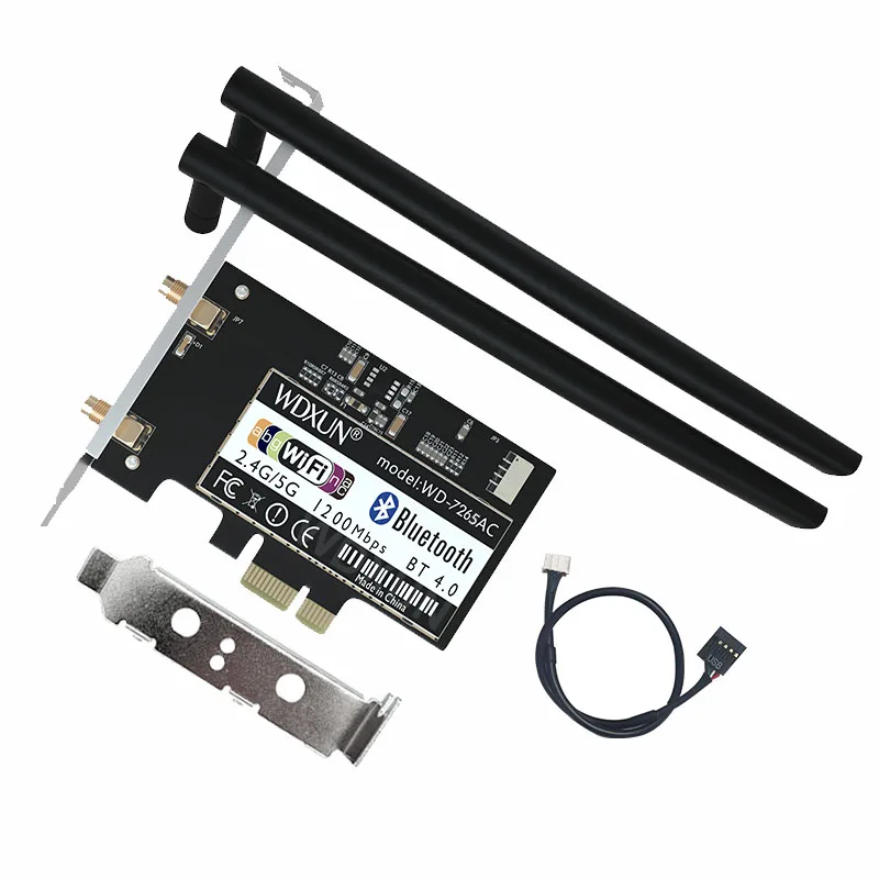 Настольная карта Двухдиапазонная 802.11AC 867 Мбит/с Bluetooth 4 0 Wi-Fi Intel 7265NGW Linux/Win7/Win8/Win10/AP |