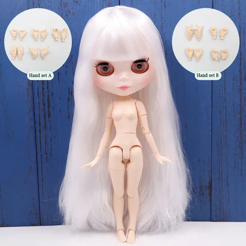 Кукла Blythe шарнирная, 1/6, с белым лицом и челкой