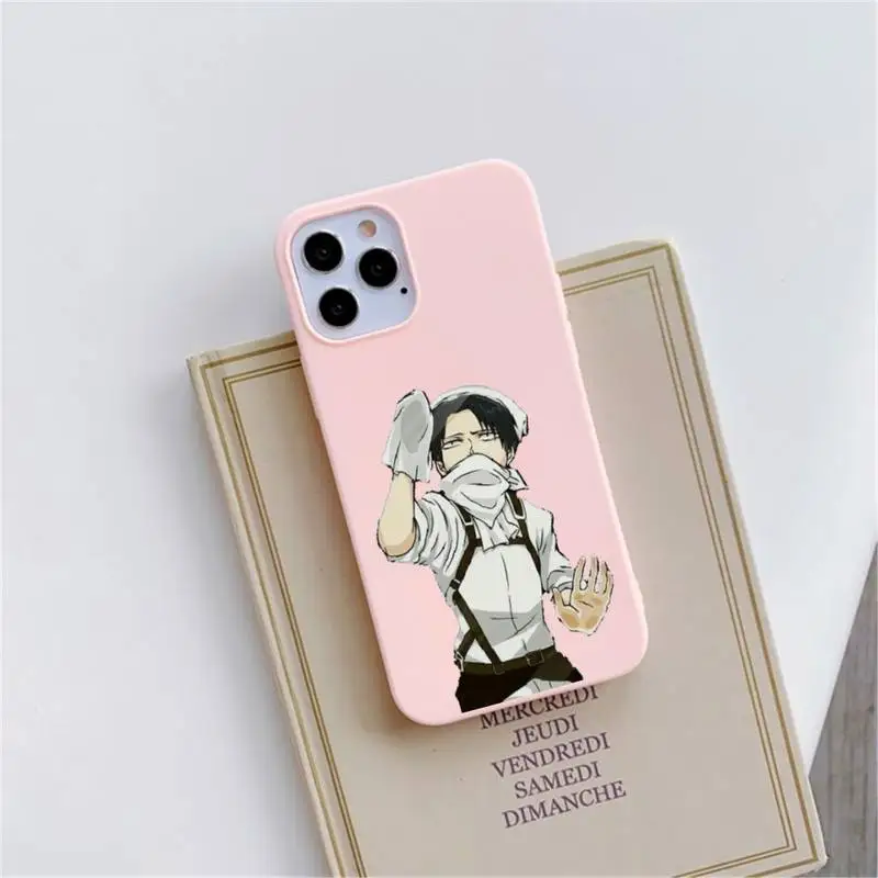 

Attack on Titan hot anime Phone Case Pink Candy Color for iPhone 11 12 mini pro XS MAX 8 7 6 6S Plus X SE 2020 XR