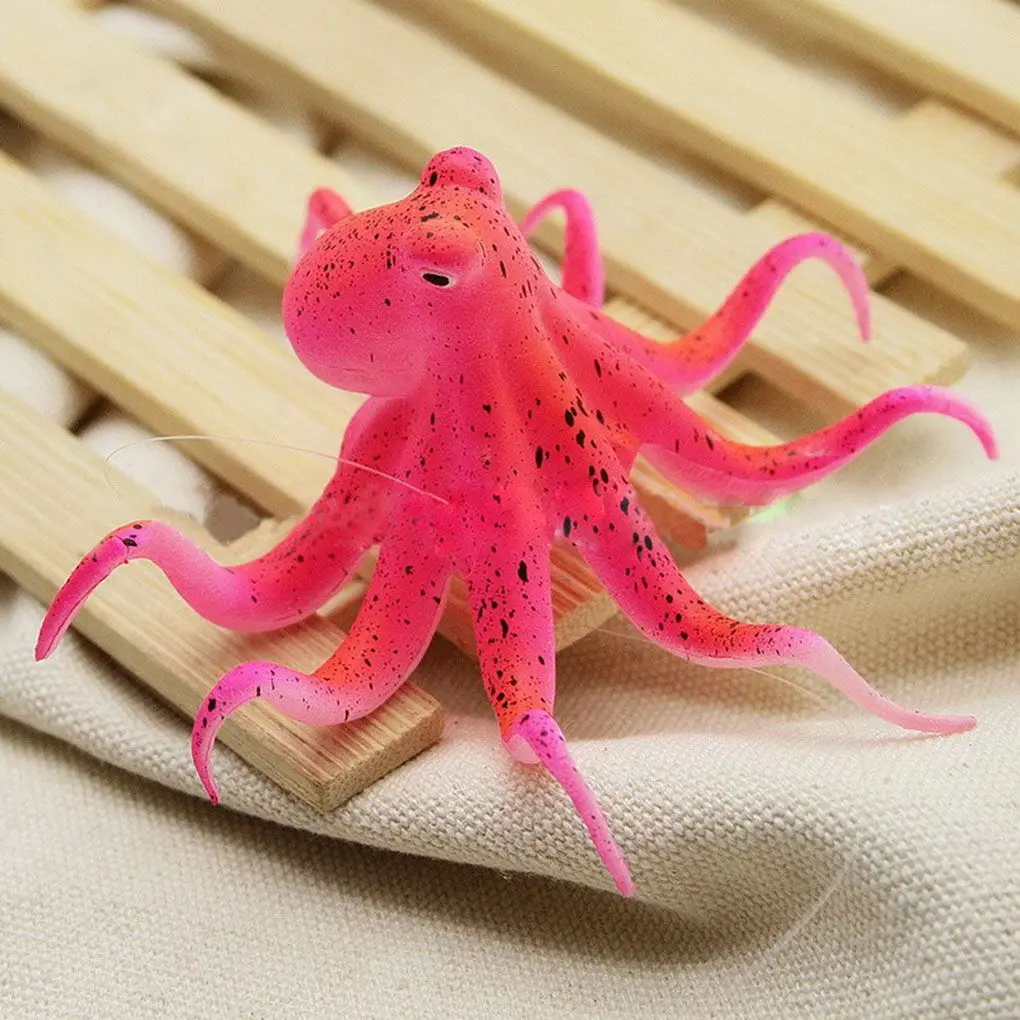 Fluorescent Artificial Octopus Aquarium Ornament with Suction Cup Fish Tank Decoration | Дом и сад