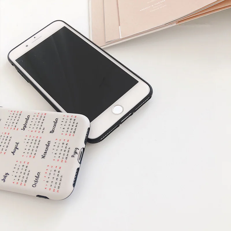 Забавный корейский чехол для телефона с изображением календаря iPhone 7 Puls 6 6S 8 X Xs