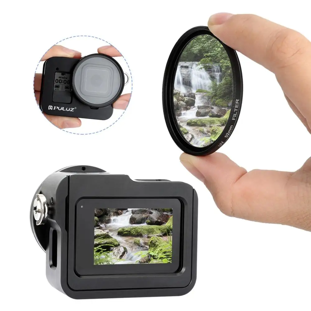 Для GoPro HERO 8 корпус CNC алюминиевый сплав Защитная клетка со страховой рамкой 52 мм