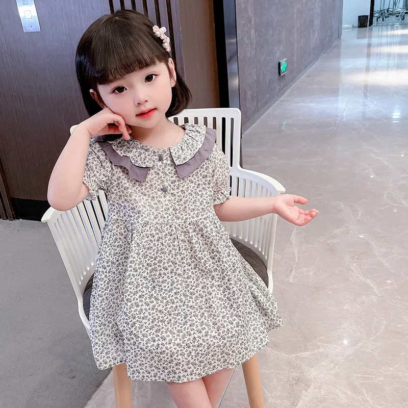 

2021 Summer New Girls Skirt Cotton Children Skirt Floral Girl Princess Skirt Hit Color Children's Dress
