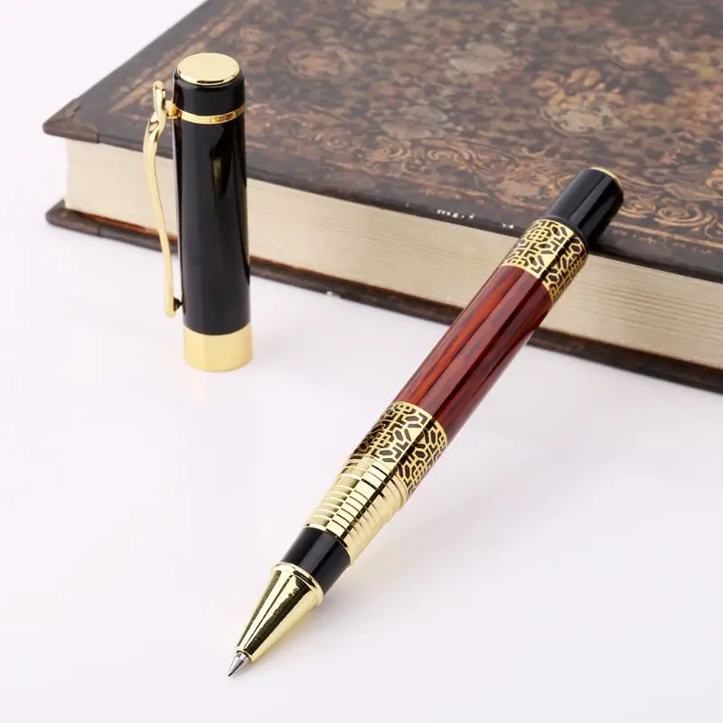 

Luxury Metal Ballpoint Pen Imitation Wood Emboss Pattern Rollerball Pen Office School Stationery