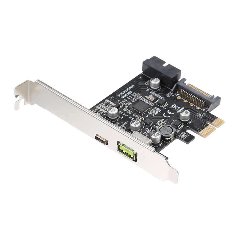 Плата расширения PCI-e-USB3.1 Type-C быстрая зарядка через USB с 19Pin передней картой