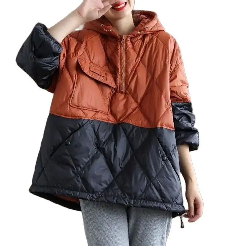 

New Oversized Womens Down Cotton Jacket Autumn Winter Coat Casual Hooded Parka Overcoat Cold Warm Pullover Cotton Jackets 105 KG