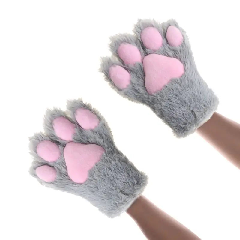 

Women Girls Cute Cat Paw Gloves Winter Warm Plush Cartoon Anime Cosplay Mittens