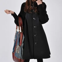 woolen trench coat womens autumn winter plus size long loose knitting clothing mid length single breasted woolen coat cloak