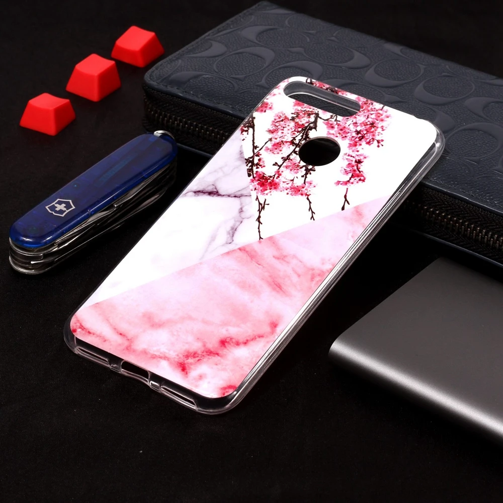 Гранитный мрамор ТПУ чехол для телефона Etui huawei Y5 Y6 Y7 Y9 Prime 2018 модный силиконовый |