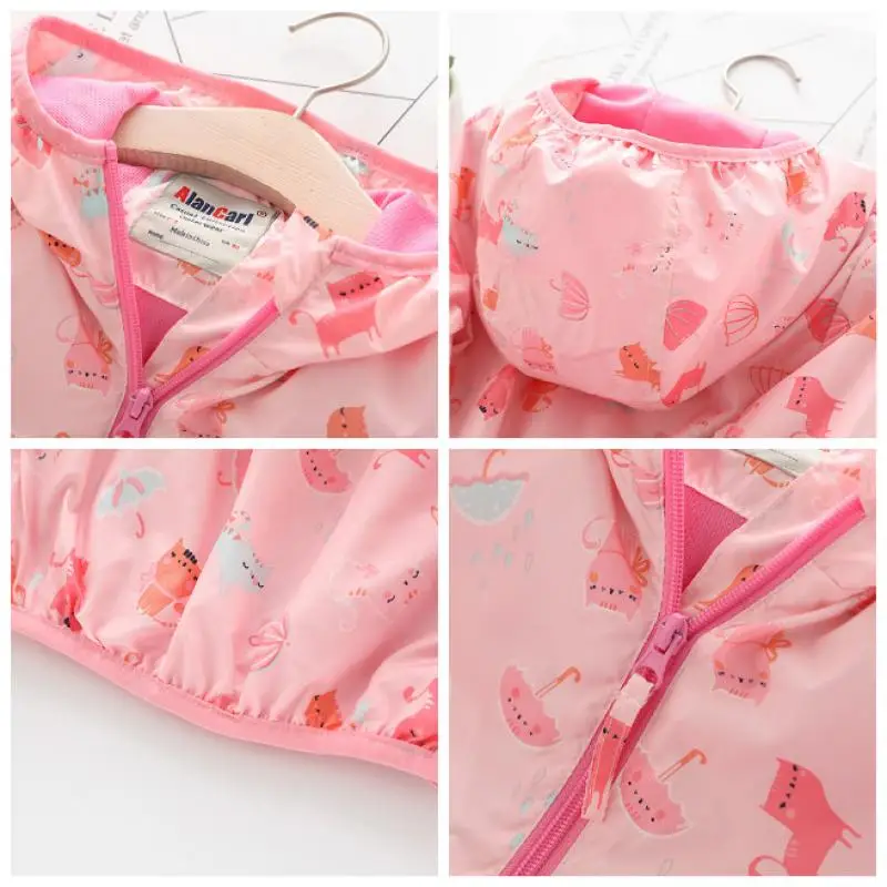 Детская ветровка для девочек куртка с длинными рукавами и рисунком кота Блейзер