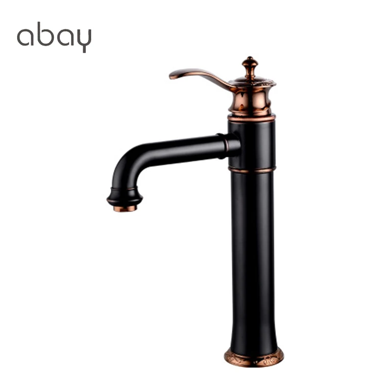 Европейский черный бронзовый кран на бортике для горячей и холодной