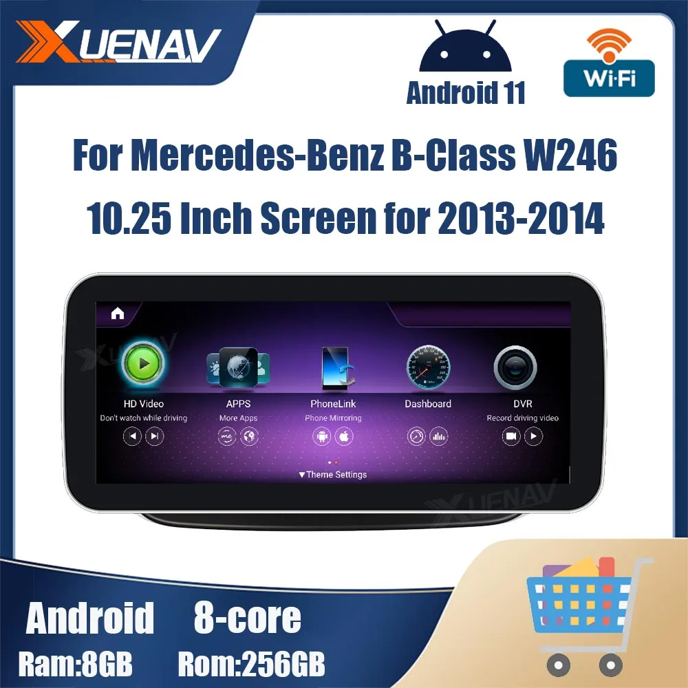 

10.25 inch Android 11 Car Multimedia Player For Mercedes Benz B Class W246 2013 2014 GPS Stereo Radio Video 256GB carplay