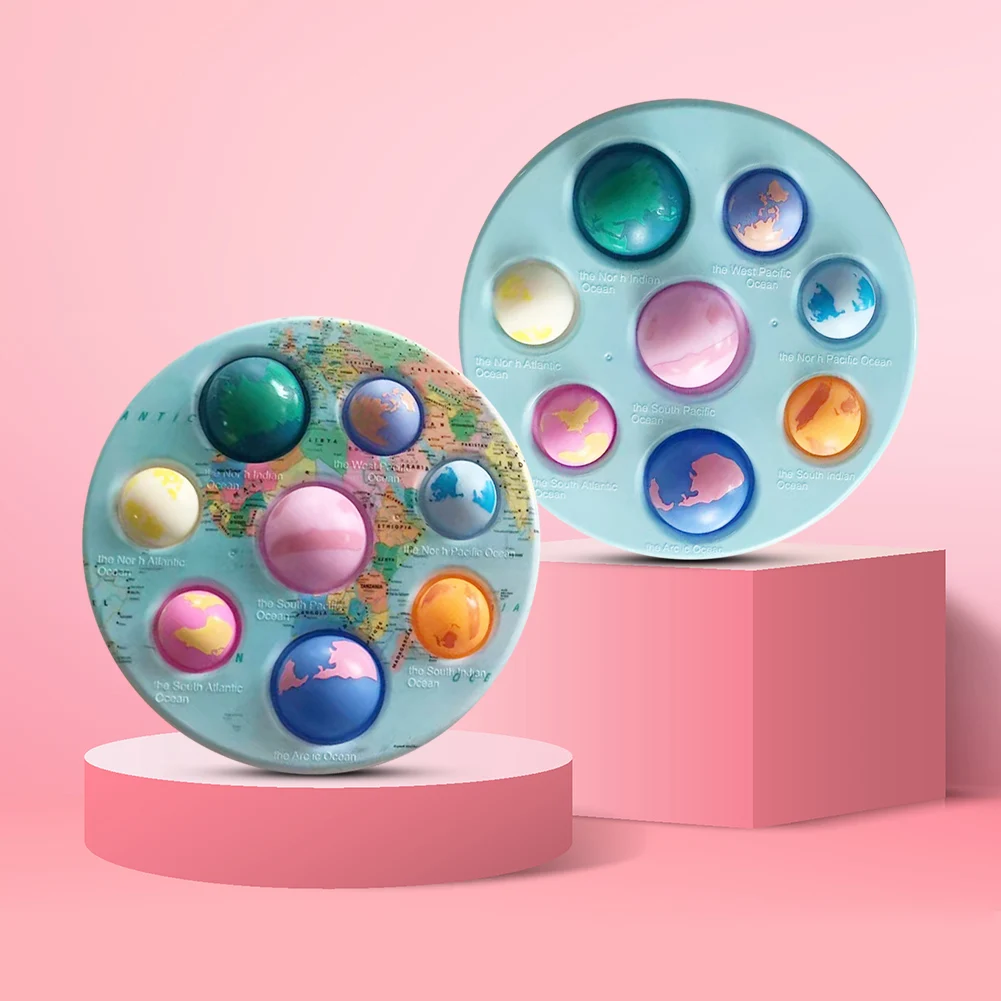 

Silicone Earth Push Bubble Sensory Toys Anti-Stress Decompression Crafts Silicone Anti-Stress Interative Playing Fidget