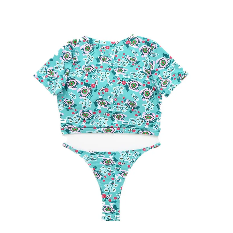

Short Sleeve Bikinis Set Swimwear Women Bikini Swimsuit 2020 Push Up Biquini Feminino Bathing Suit Sexy Print Beachwear