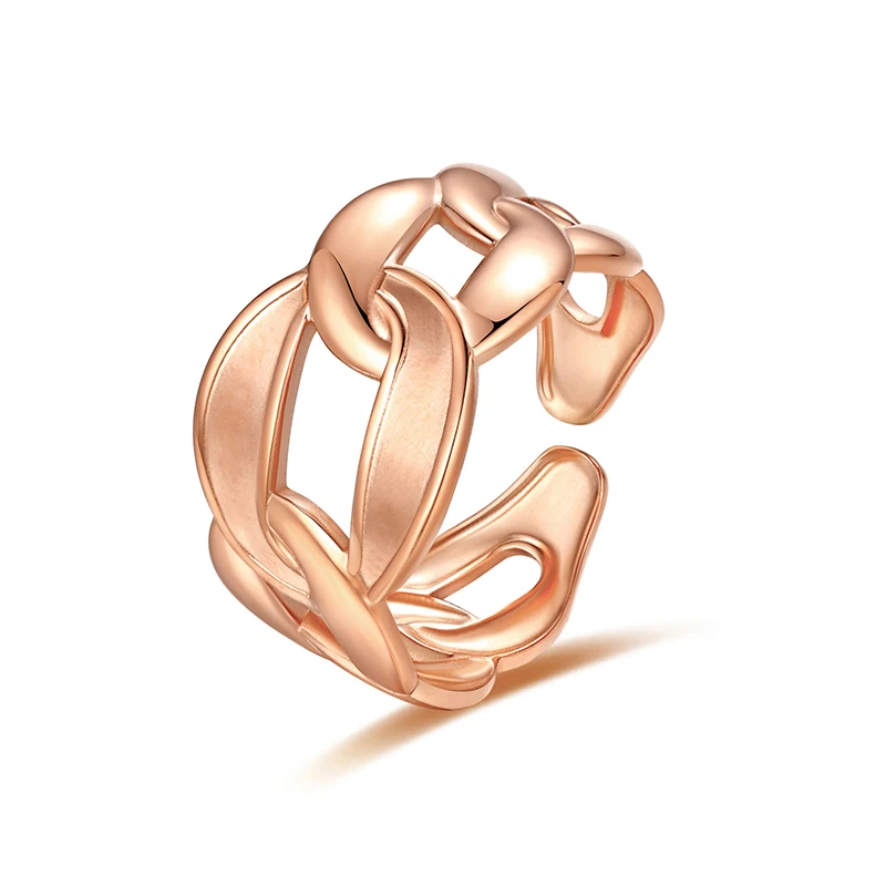 

Stainless Steel Chain Resizable Open Size Rings Rose Gold Color Oval Adjustable Finger Rings for Women Wedding Fashion Jewelry