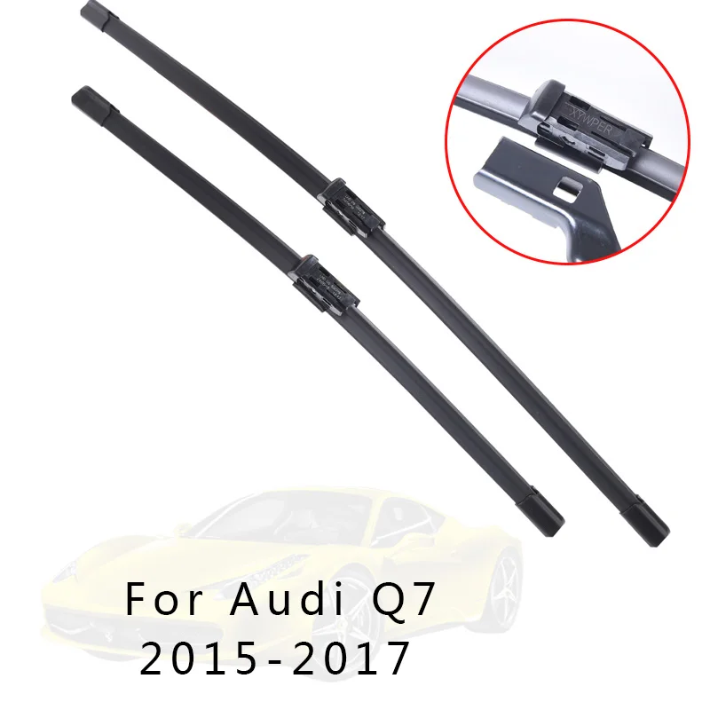 Щетки стеклоочистителя XYWPER для Audi Q7 2006 2007 2008 2009 2010 2011 2012 2013- автомобильные аксессуары мягкие резиновые стеклоочистители - Цвет: Черный