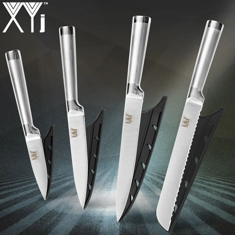 F. 4 Piece (8853.5)b XYj кухонные ножи для очистки овощей утилита Santoku шеф-повара нож для нарезки хлеба из нержавеющей стали " 8" " 5" 3," прямая ручка инструмент для приготовления пищи - Цвет: F. 4 Piece (8853.5)b