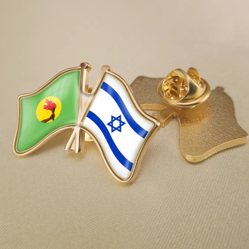 

Zaire and Israel Crossed Double Friendship Flags Lapel Pins Brooch Badges