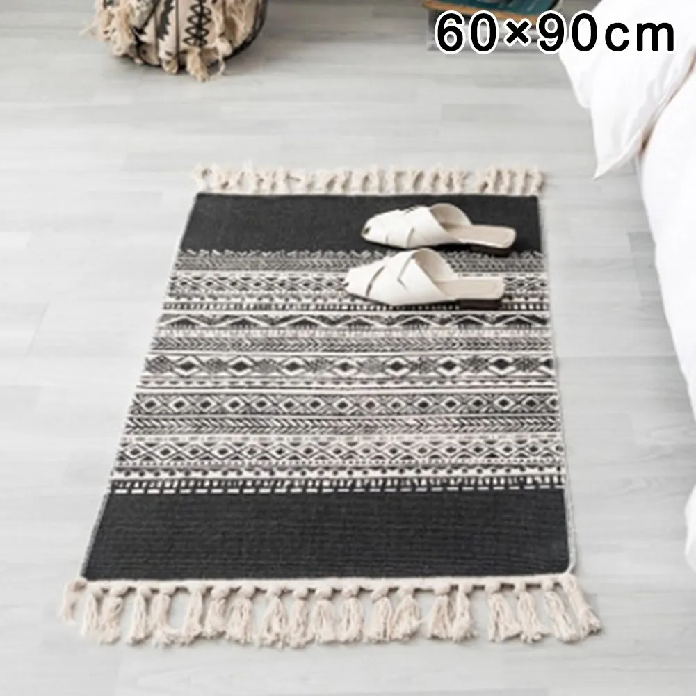 

Handmade Tassel Rug- Luxury Bohemia Ethnic Style Cotton Linen Soft Carpet Home Textile Garden High Quality