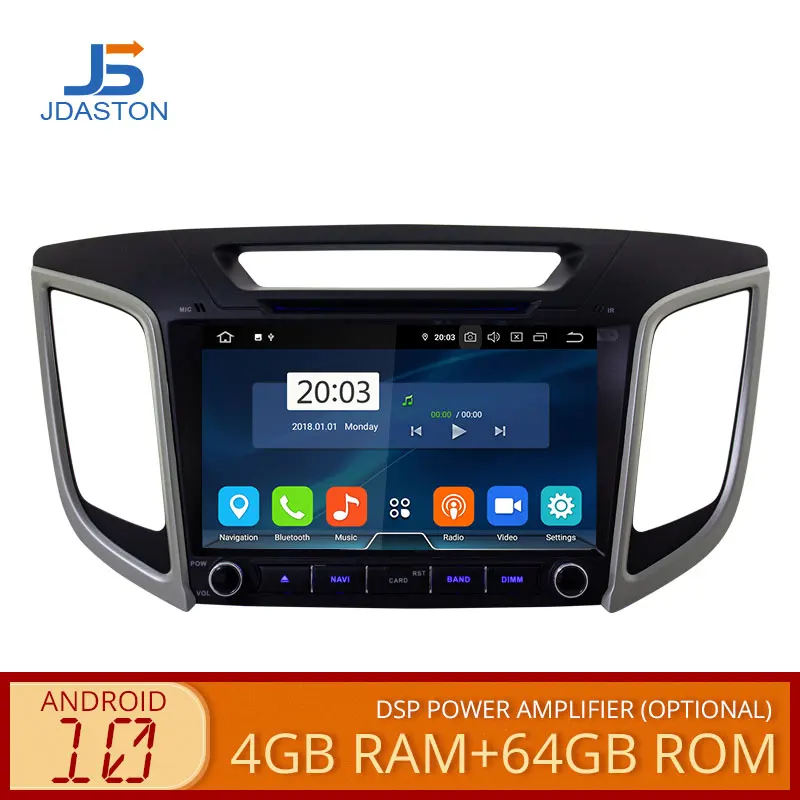 

Автомобильный мультимедийный плеер JDASTON, Android 10, для Hyundai Creta ix25, 4 Гб + 64 ГБ, GPS-навигация, стерео, 2 Din, автомагнитола, DVD, авто аудио DSP