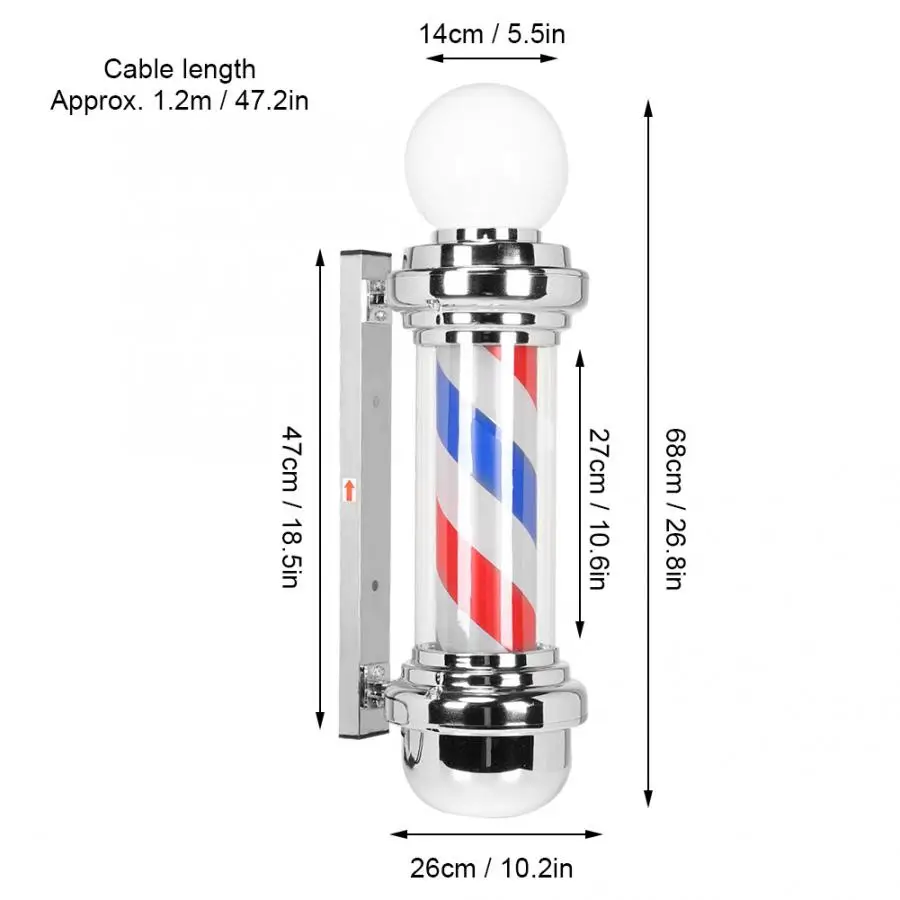 68 см СВЕТОДИОДНЫЙ знак парикмахерской вращающийся осветительный столб яркий